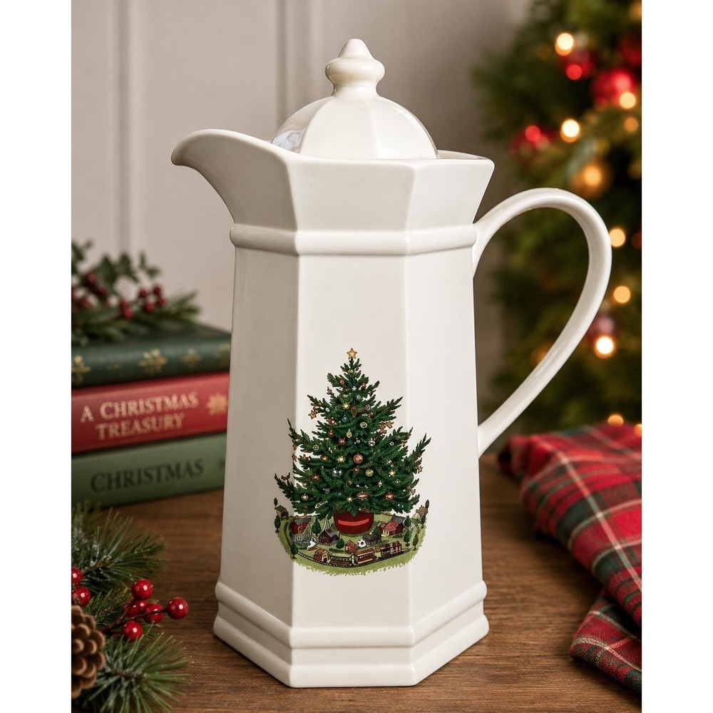 VTG Pfaltzgraff Christmas Tree Thermal Carafe Coffee Holiday Pitcher 1 Quart